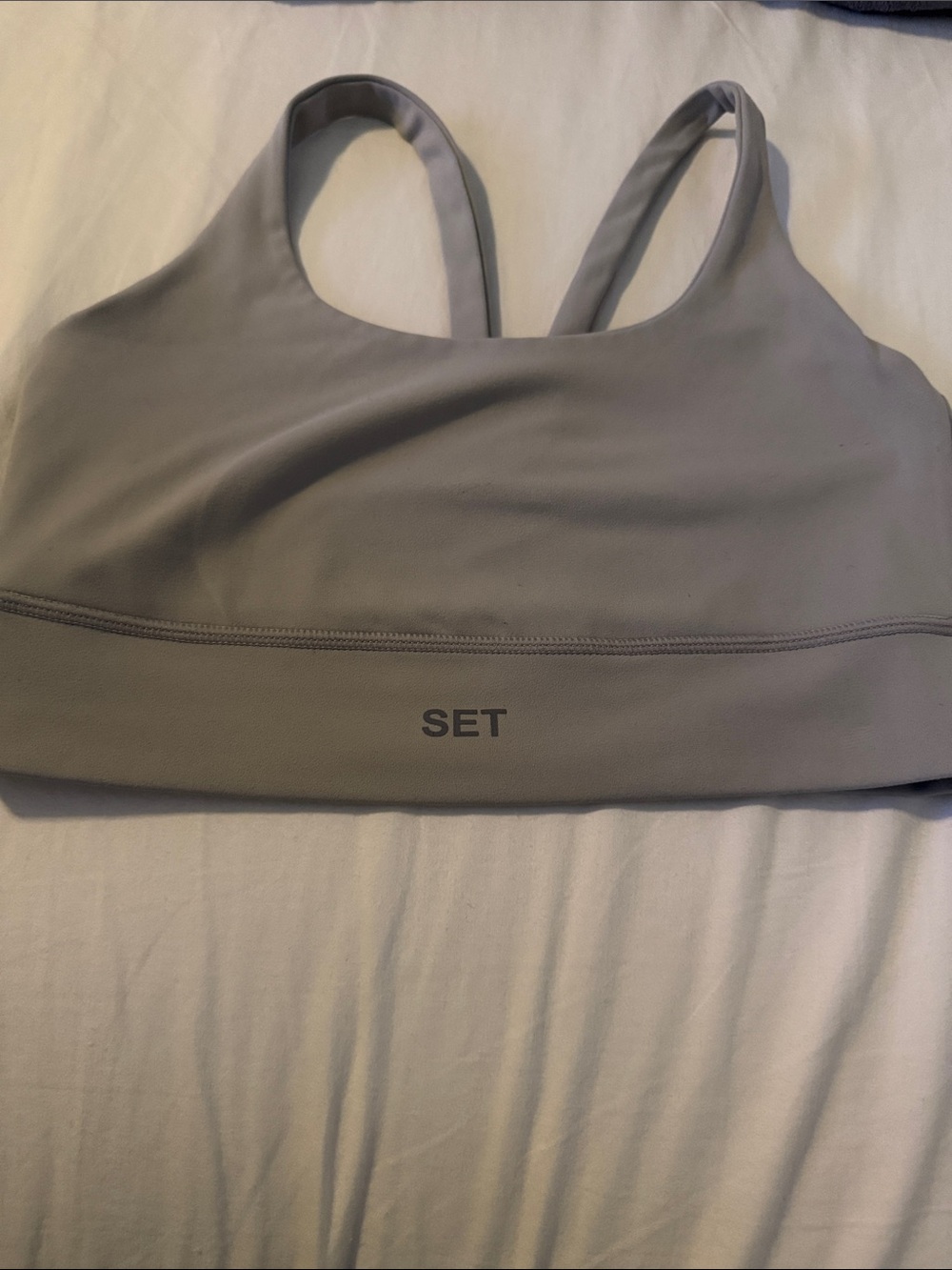 SET Active Light Gray Scoop Sports Bra with Racerback